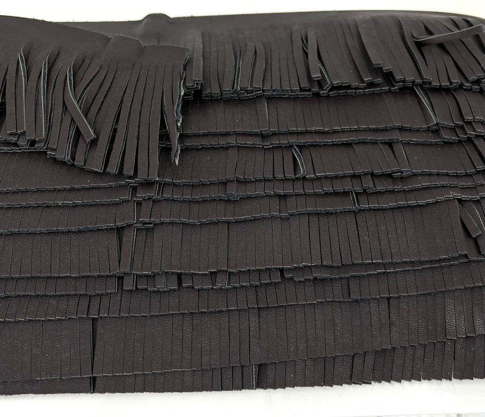 Faux Leather Fringe Trim Chocolate Brown 2.5 Inched wide 12 Yards